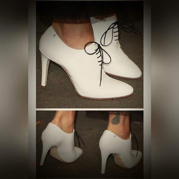 SALE Chanel Black Patent Leather Booties Loafer Style Heels with gold CC - Picture 16 of 16